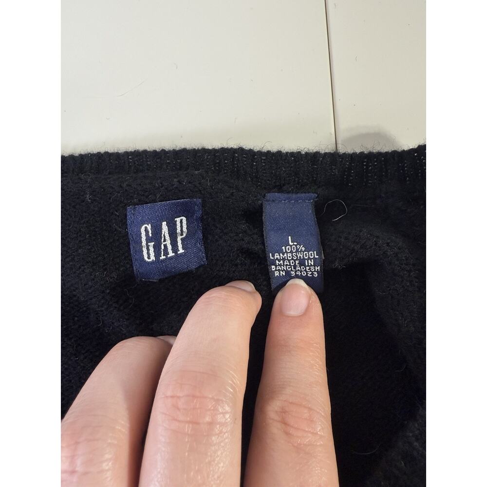 Gap Large Wool Sweater Black Basic Staple Normcore Cozy Lounge Layer Classic - Picture 3 of 9